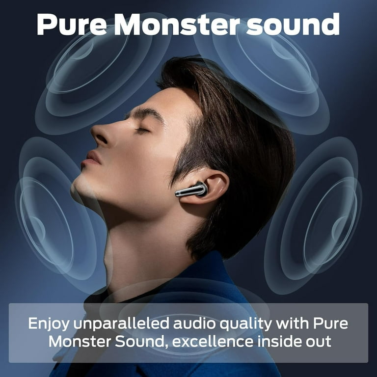 Monster Auriculares Inalámbricos Auriculares Bluetooth HiFi Stereo, Auriculares Inalámcon Reproducción De 30H, Llamada De Alta Definición, Control Táctil, Auriauriculares IPX6 Resistente Al Agua