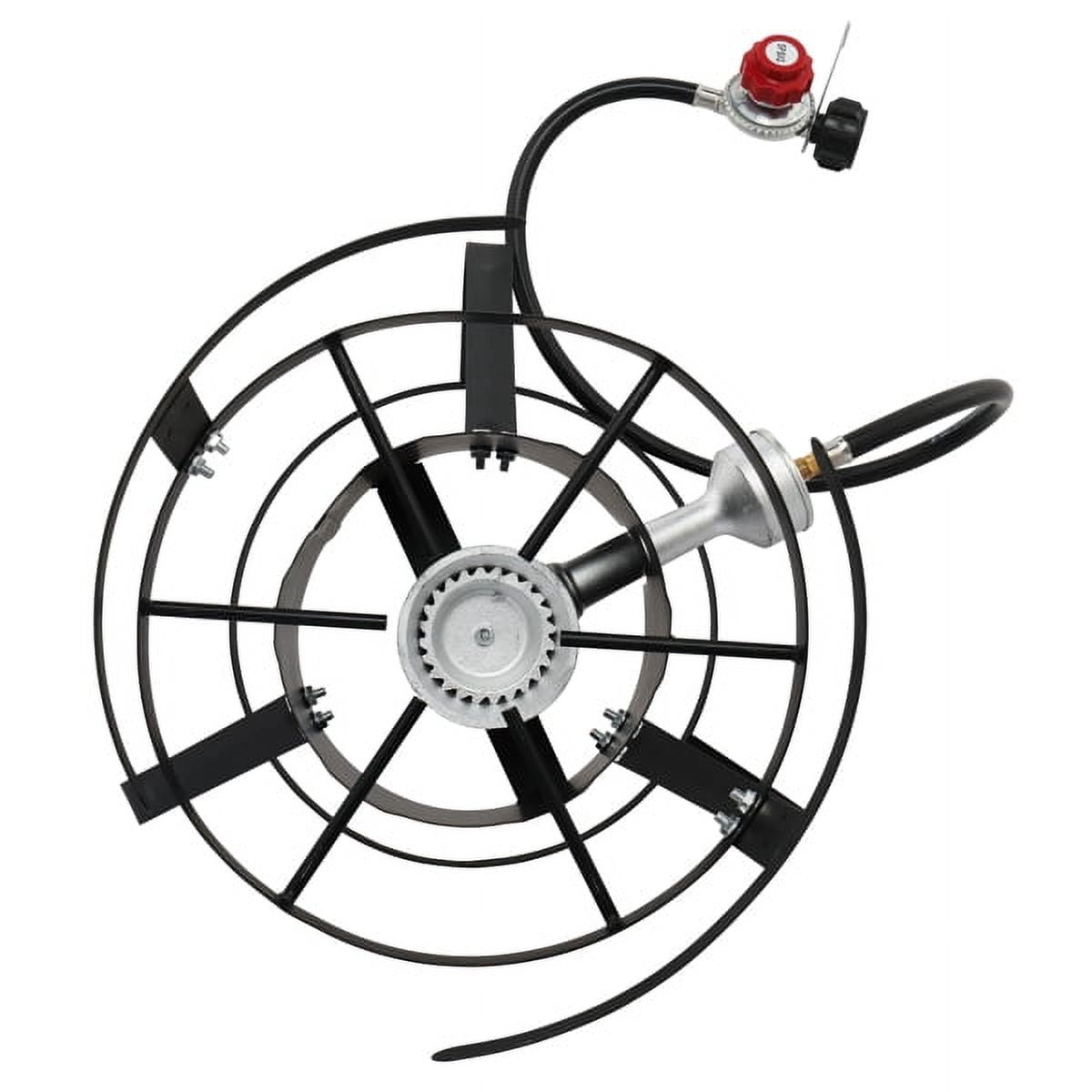 13x32inch Four-Piece Set, Black Round Iron Stove Frame, Silver Aluminum 30qt Turkey Pot 10qt Fish Pot, Gas Fryer