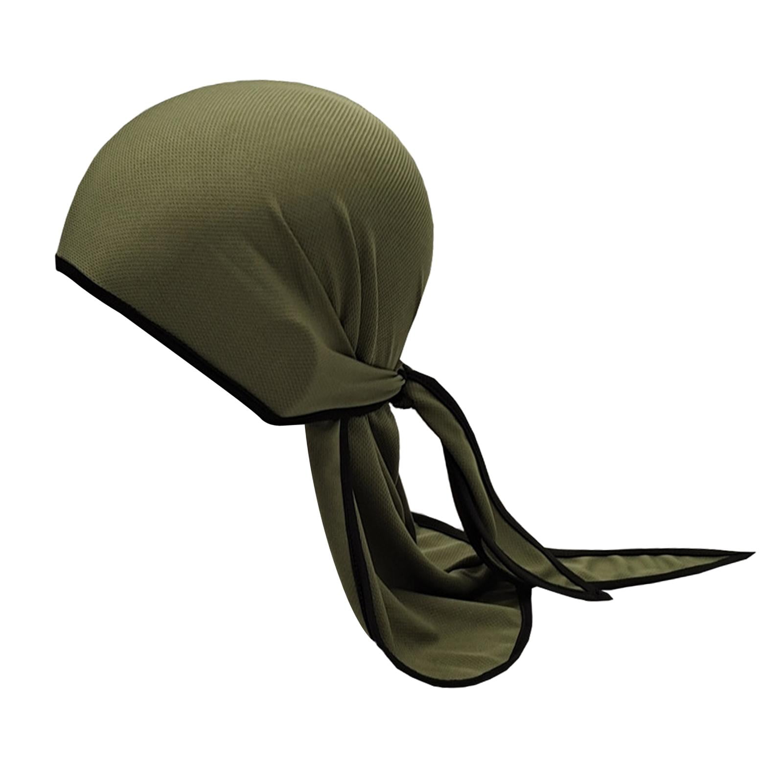 Head Wrap Hat Long Tail Comfortable Mesh Fabric Balding Hair Caps for Daily Wear Dark Green
