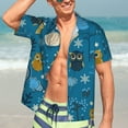 thumbnail image 7 of Kll Men'S Hawaiian Shirt Short Sleeve Button Down Beach Shirts-Cute Colorful Owls And Trees, 7 of 7
