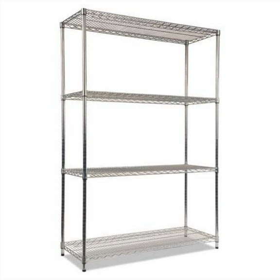 Alera NSF Certified Industrial Four-Shelf Wire Shelving Kit, 48w x 18d x 72h, Silver