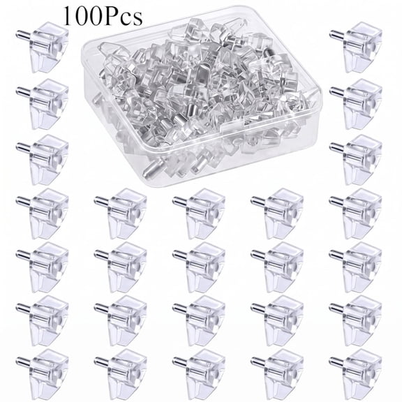 100 Pack 5mm Clear Plastic Shelf Support Pegs, Cabinet Shelf Locking Pins, Replacement Holder for Kitchen Furniture Book Shelves