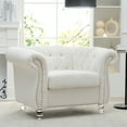 thumbnail image 6 of Holaki 85" Chesterfield Fabric 3 Seater Couch+39" Single Chair Set Furniture,Upholstered Sofa with Tufted Back,Roll Arm Classic Chesterfield Settee Couches for Living Room,Office, 6 of 8