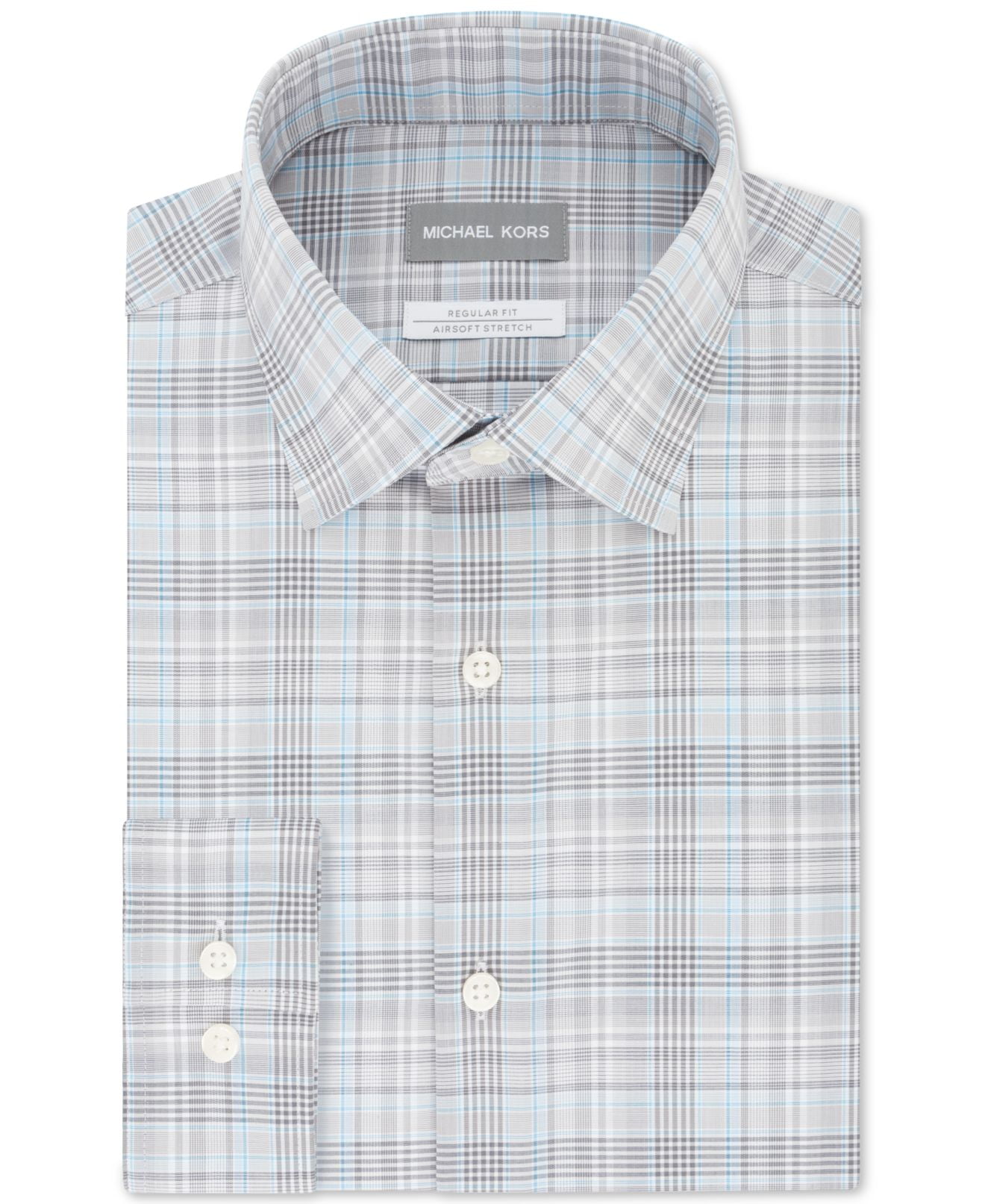 Michael Kors Mens Dress Shirt (M) RegularFit Stretch Gray 15 1/2