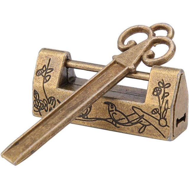 Candado chino vintage Candado de flor tradicional chino Mini llave, estilo chino para muebles vintage Candado vintage (bronce) TUNC Sencillez