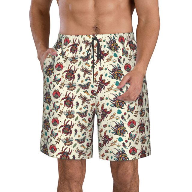 Fotbe Insects A Trajes de Baño Estampados para Hombre, Shorts de Verano de Secado Rápido, Ropa de Playa, Bañadores-Small