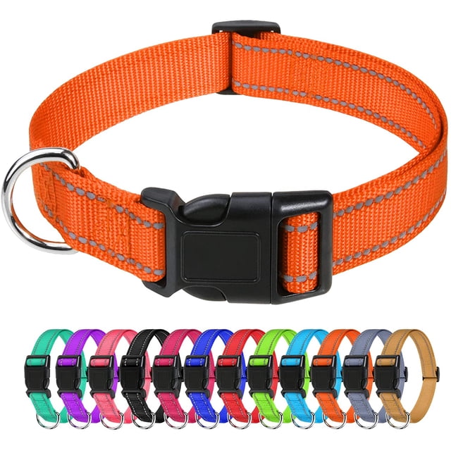 2 collares negros para perros, ajustables, de nailon reflectante, estilo clásico, adecuados para perros medianos (M), 2,5 cm de ancho.