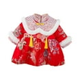 thumbnail image 5 of EQWLJWE Toddler New Year Qipao Dress Delicate Red Embroidery Long Sleeved Pleated Traditional Dress with Chinese Style Hair Clips for Wedding Birthday Holiday Party(18M-4Y), 5 of 5