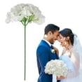 thumbnail image 2 of Simulation Silk Hydrangea Flower Head Color Of White , Hydrangea Heads Artificial Flowers Heads With Stems For Home Wedding Decor Pack Of 10, 2 of 7