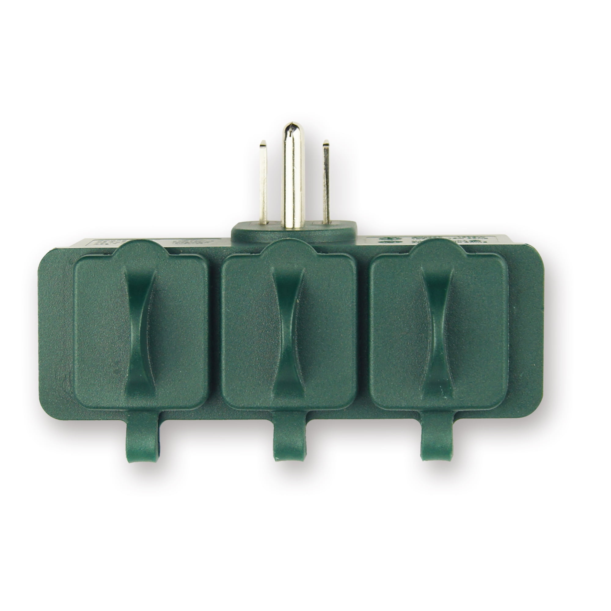 Hyper Tough Indoor/Outdoor 3 Grounded Outlet Wall Adapter with Safety Cover, Green,15 Amp, 125 V Grounded Straight Electric Plug,1875 W