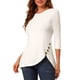 thumbnail image 1 of INSPIRAR CHIC Blusas de Mujer Cuello Redondo de Manga 3/4 con Botones Decorativos y Dobladillo Irregular Estilo Casual 2XL Blanco, 1 of 7