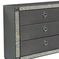 thumbnail image 3 of Laine Wide Dresser, 6 Drawers, Crystal Like Acrylic Trim, Gray Solid Wood, 3 of 5