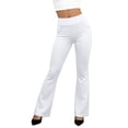 thumbnail image 4 of Women's High Waist Bootcut Yoga Pants Tummy Control Flared Workout Pants with Basic/Side Pockets White 2XL, 4 of 5