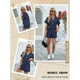 thumbnail image 7 of Nlife Women V Neck Button-Up Waffle Short Sleeve Shorts Knit Sets, 7 of 7