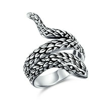 Bling Jewelry Mens Vintage Egyptian Wrap Serpent Snake Ring Band Oxidized Sterling Silver