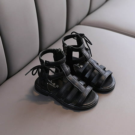 

Toddler Kids Baby Girls Solid Rubber Sandals Non-Slip Shoes Cross Sandals