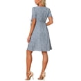 thumbnail image 3 of Unique Bargains Women's 2024 Floral Boho Dress Wrap V Neck A-Line Flowy Midi Dress XS Light Blue, 3 of 6