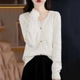 thumbnail image 2 of Levmjia Women Long Sleeve Knit Cardigan Polyester Solid Color V Neck Hollow Out Sun Protection Lightweight Breathable Casual Daily Home Wear Office Commute Beach Vacation, 2 of 5