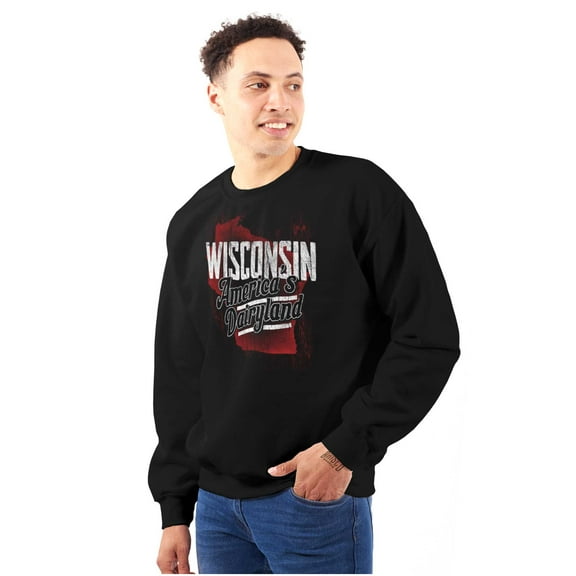 Wisconsin America Dairyland Map Shape Sweatshirt for Men or Women Brisco Brands S