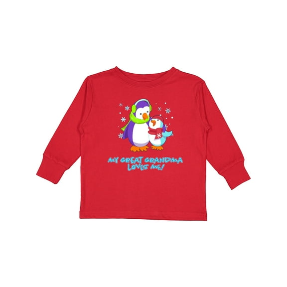 Inktastic My Great Grandma Loves Me Cute Penguins Boys or Girls Long Sleeve Toddler T-Shirt