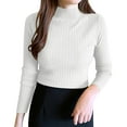 thumbnail image 2 of White Young Adult Tops Autumn and Winter Cardigan Women's New Half High Round Neck Hollow Knitted Top Loose Bottoming Shirt Plus Size Tops for Women, 2 of 4