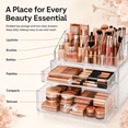 thumbnail image 3 of GAZILY® 3-Tier Clear Makeup Organizer with 2 Drawers for Vanity Countertop, Divided Cosmetic Storage for Lipstick, Brushes, Palettes and Skincare, 3 of 7