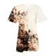 thumbnail image 4 of Gibobby Playeras Mujer Camisetas Cuello V Mujeres verano impresión moda Sexy botón Cardigan manga corta camisa cuello Casual túnica ajustada ropa Tops(Beige,M), 4 of 5