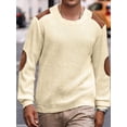 thumbnail image 3 of Coshow Mens Crewneck Pullover Sweater Waffle Textured Long Sleeve Knitted Sweaters with Elbow Patches, 3 of 5