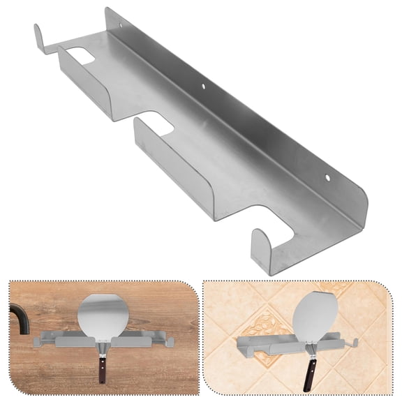WHAMVOX Wall Mounted Pizza Peel Rack Stainless Steel Pizza Shovels Organizer Punch-Free Kitchen Storage Solution For Pizza Tools And Accessories Silver