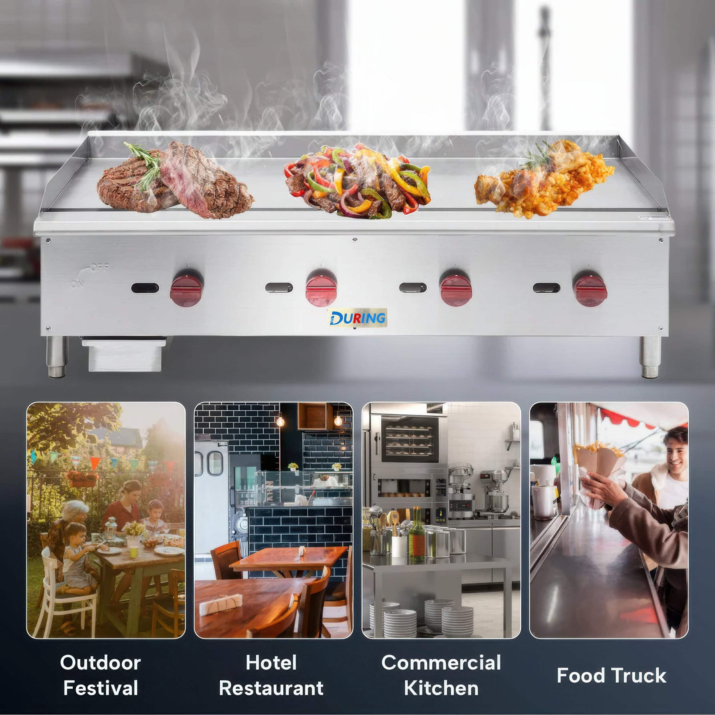 DURING D-GGR48 48" Commercial Countertop Gas Griddle - 4 Burner, 120,000 BTU