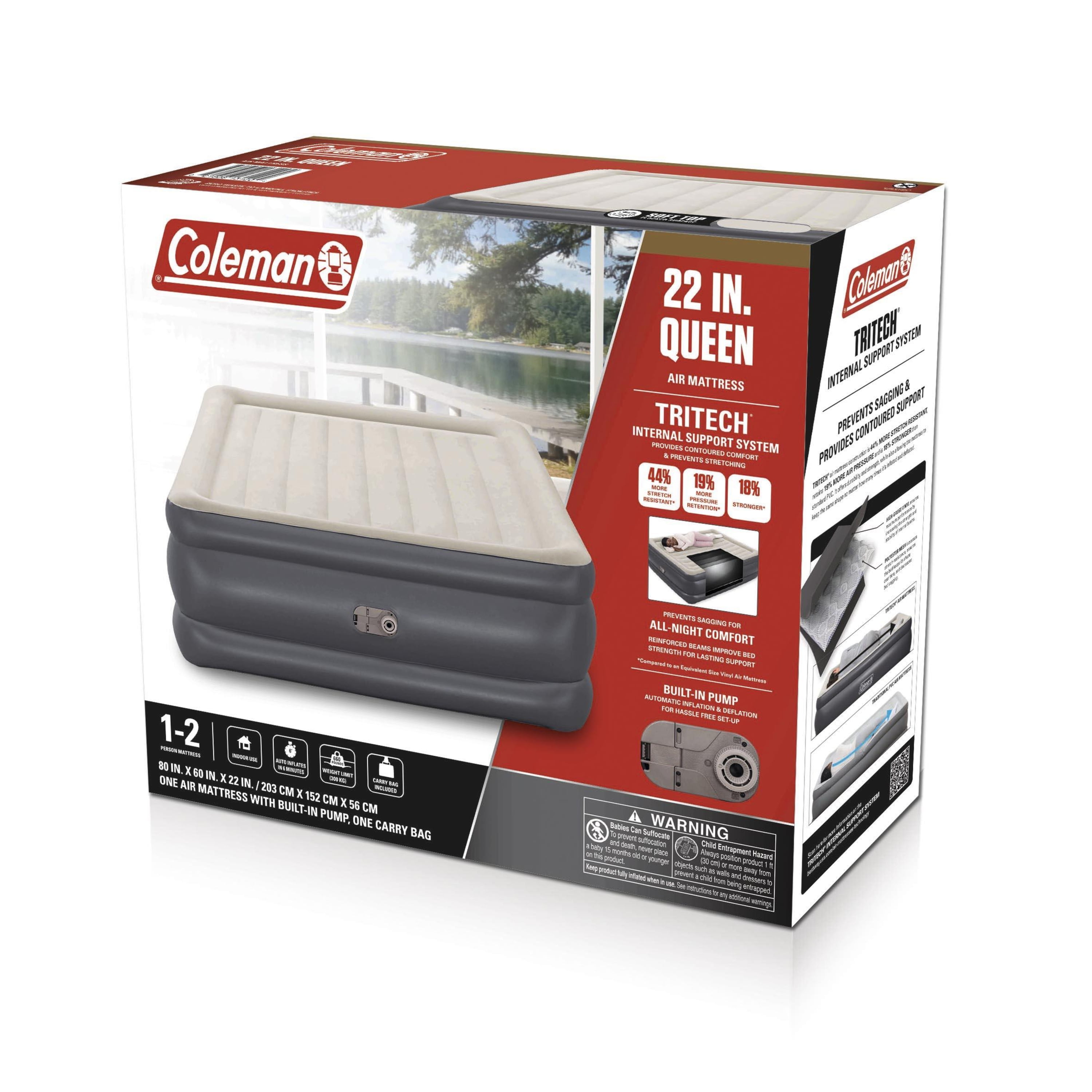 Coleman Tritech Air Mattress Queen 22” with Built-in AC Pump