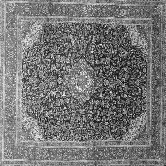 Ahgly Company Indoor Square Medallion Gray Traditional Area Rugs, 4' Square