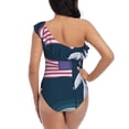 thumbnail image 5 of Pofeuu Astronaut With USA Flag Print Women's One Piece Swimsuits One Shoulder Swimwear Asymmetric Ruffle Monokinis Bathing Suits-XX-Large, 5 of 6