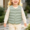 thumbnail image 2 of Splozh Kids Fleece Vests Lightweight Vest Warm Cute Sleeveless Jacket Soft Fall Winter Clothes Outerwear Coat,Light Green,3-4 Years, 2 of 6