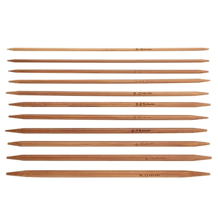 Set of 11 Bamboo Double Pointed Knitting Needles Set 11 Sizes Needle Length (5.1in/13cm) Ergonomic Soft Knitting Needles Set for Creative DIY Knitting Craft Yarn Projects