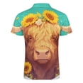 thumbnail image 5 of Highland Cow with Sunflowers Men Zipper T-shirt Summer Casual Short Sleeve T-shirt Top, 5 of 7