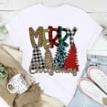 thumbnail image 2 of Odeerbi Christmas Shirts for Women 2025 Casual Round Neck Short-sleeved Christmas Tree Printed Top White, 2 of 7