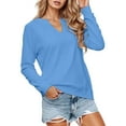 thumbnail image 2 of Lightweight V Neck Sweatshirts for Women 2025 Long Sleeve Casual Plain Sweatshirt Pullover Tops Fall Winter Outfits, 2 of 6