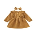 thumbnail image 1 of EIMELI Bébé Filles Automne Hiver Velours Côtelé Robe Manches Longues Bandeau Robes Enfants Rose 3-4 Ans, 1 of 9