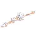 thumbnail image 4 of 3pcs Nouveau Pendentif Fleur Piercing en Acier Inoxydable Chirurgical Zircon Fashion B, 4 of 5