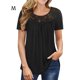 thumbnail image 4 of Sonducket Camiseta de mujer Túnica plisada Top Cuello Manga corta Blusa de encaje de encaje de manga corta Prendas para la parte del cuerpo Negro METRO Sonducket AP003108-02, 4 of 5