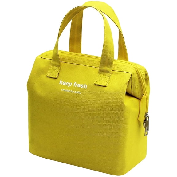 Mziart Insulated Lunch Bag for Women Men, Aesthetic Lunch Box Containers Cute Lunch Tote Reusable Thermal Bento Cooler Bag for Work Office Picnic Travel (Yellow)