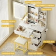 thumbnail image 4 of QinaQin Vanity Table Set with Sliding LED Mirror, Power Outlet, 4 Drawers, Storage Shelves and Cushioned Stool, 4 of 7