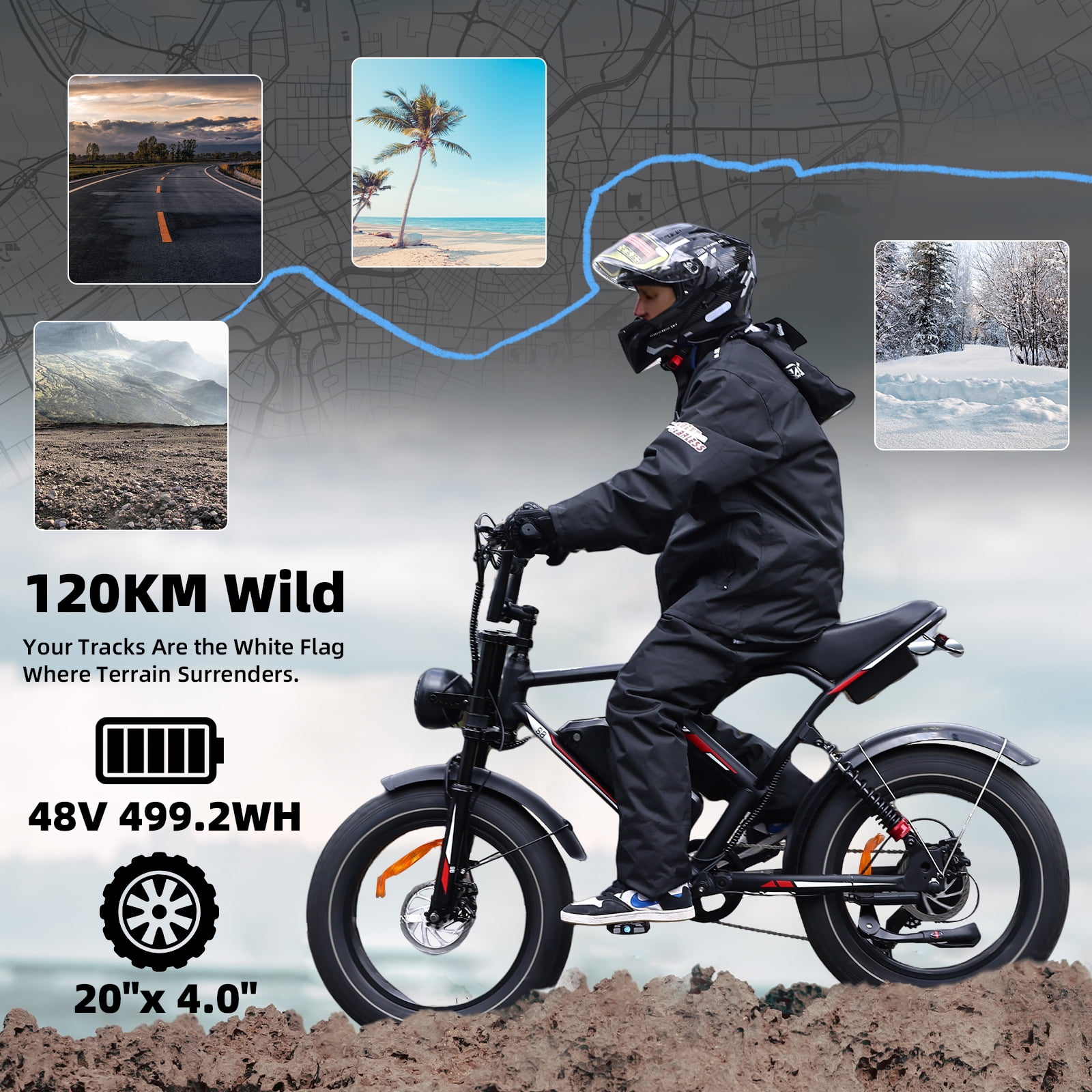 UL2849 Electric Bike for Adults - Peak 2000W Motor, 20"x4" Fat Tire,48V/25AH, Full Suspension, 7-Speed