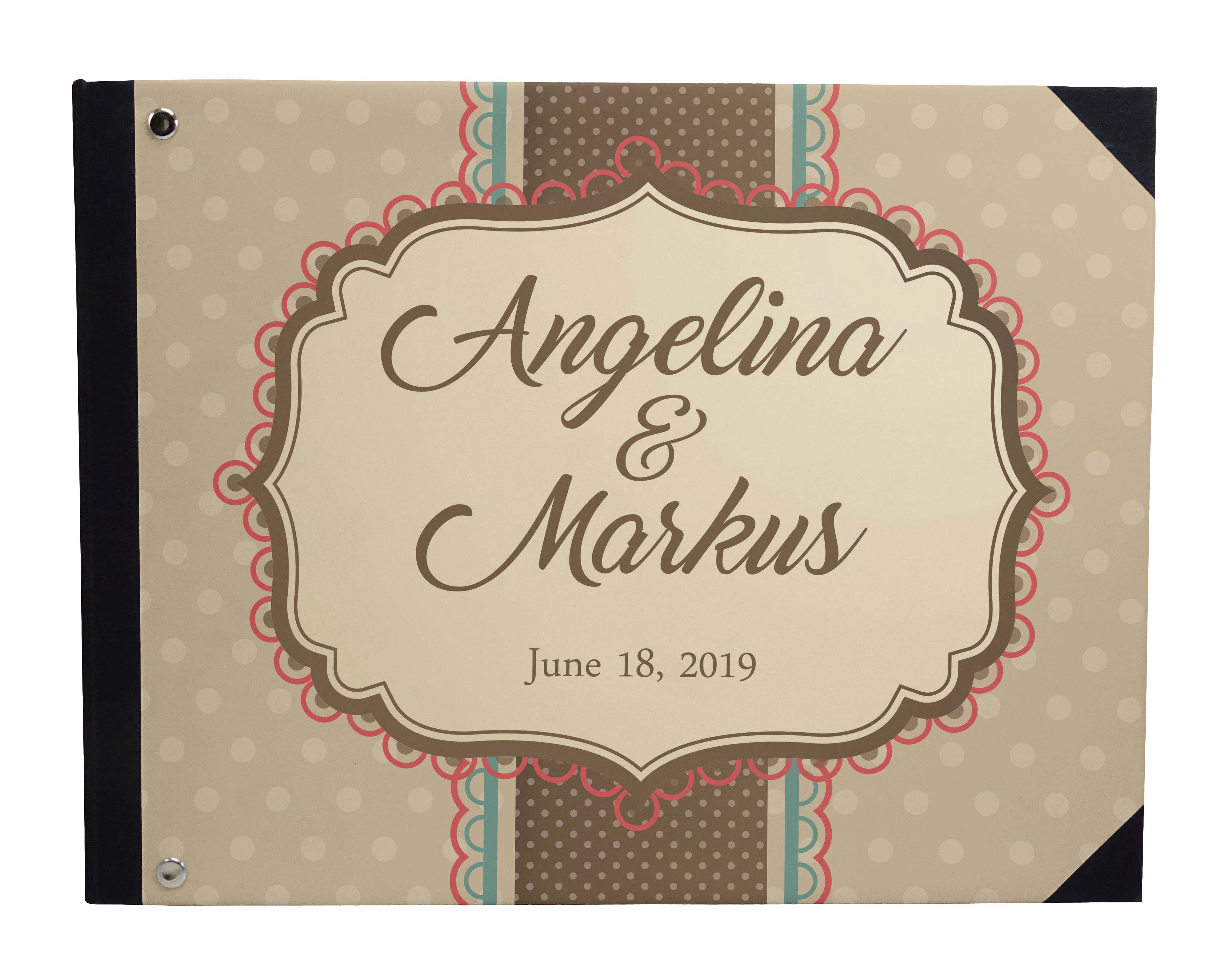 Darling Souvenir Polka Dot & Printed Hardbound Guestbook, Brown, 9 x 12 Inches