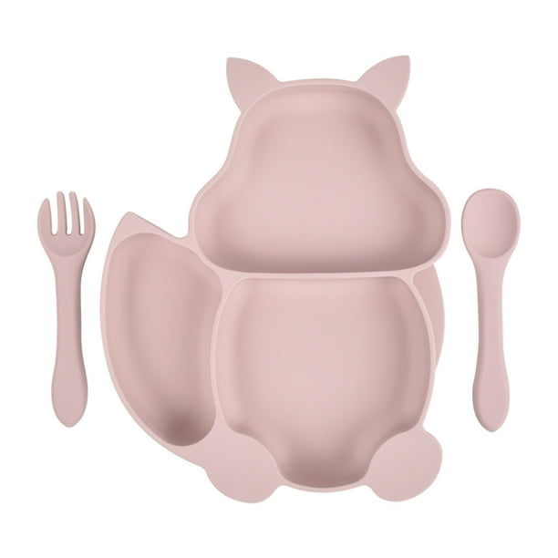 Platos de silicona para bebés Yotijar Plato dividido para niños con ventosas Rosa