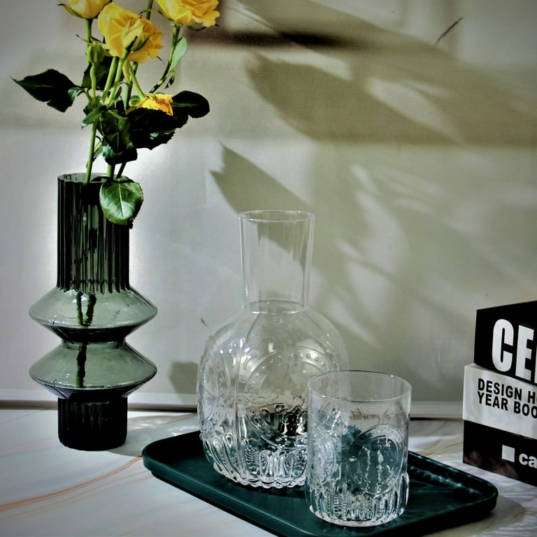 Green Bedside Carafe and Glass Set, Carafe Set, Water Carafe
