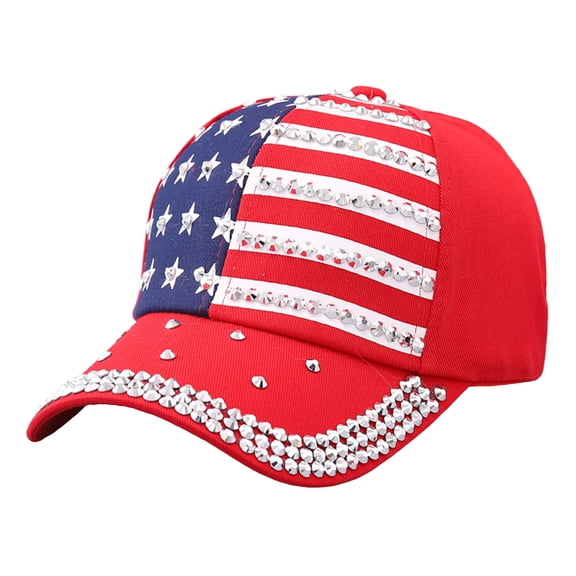 Rumantou 250th Anniversary 4th of July Baseball Cap Hat Baseball Cap Adjustable Unisex Baseball Cap With National Flag Five Pointed Star Rhinestone for ,I