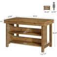 thumbnail image 2 of TRIBEWOOD 55-Inch Solid Wood Kitchen Island, 3-Tier Farmhouse Counter Height Table with Open Storage Shelves for Kitchen, Dining Room, Coffee Bar, Brown, 2 of 6