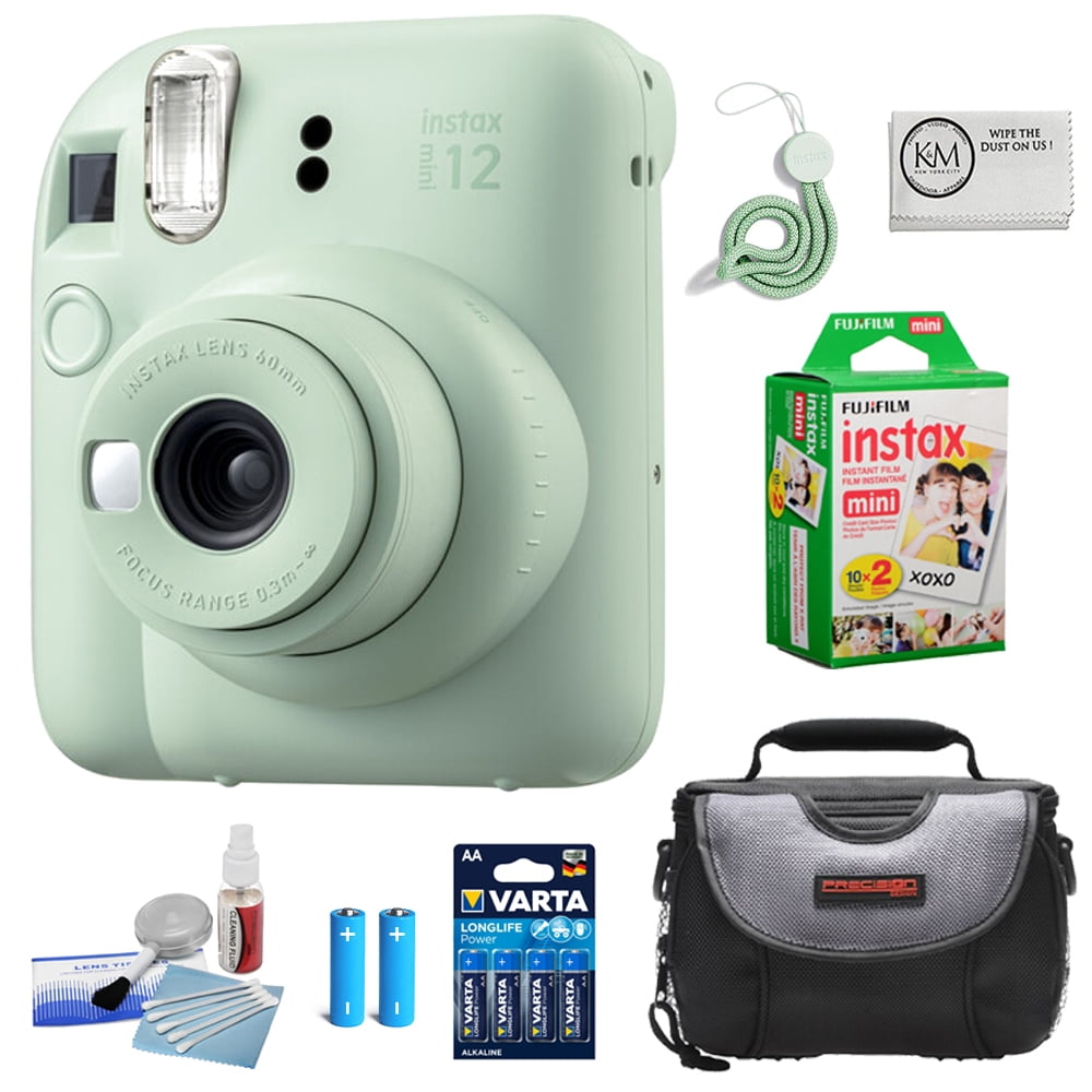 Fujifilm Instax Mini 12 Instant Camera Mint Green + MiniMate Accessory  Bundle & Compatible Custom Case + Fuji Instax Film Value Pack (50 Sheets)